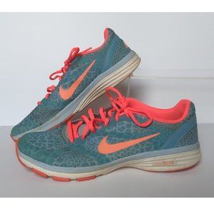 Nike Women's Training Dual Fusion Shoes Sneaker Size 9 ~ Blue Neon Pink Leopard